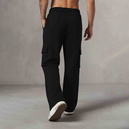 Men Multi Pockets Anime Printed Baggy Cargo Black