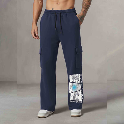 Men 4 Pockets Dual Color And Printed  Baggy Cargo Pants