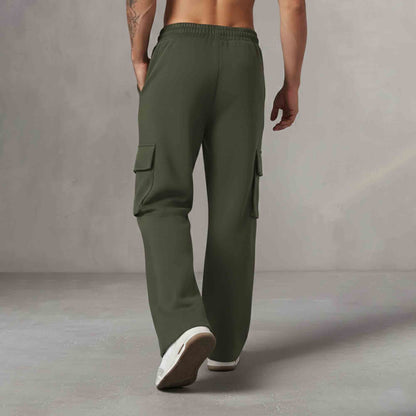 Men Multi Pockets Anime Printed Baggy Cargo Olivegreen