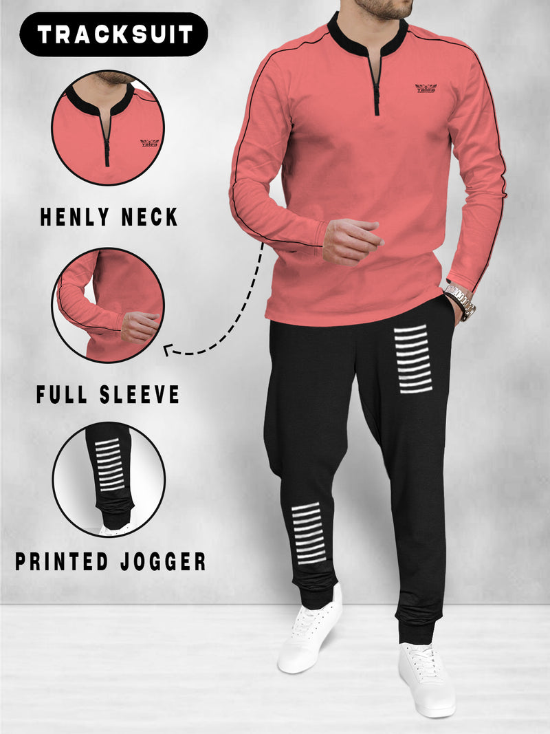 mens tracksuit FULL SLEEVE - PINK BLACK