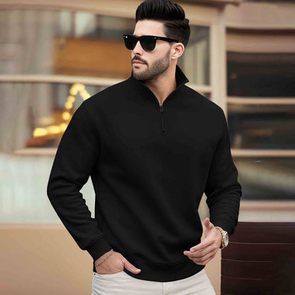 Men Plain Zipper High Neck Casual Sweatshirts - 5 Colors