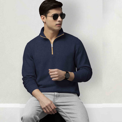 Men High Neck Quarter Zip Up Sweatshirts