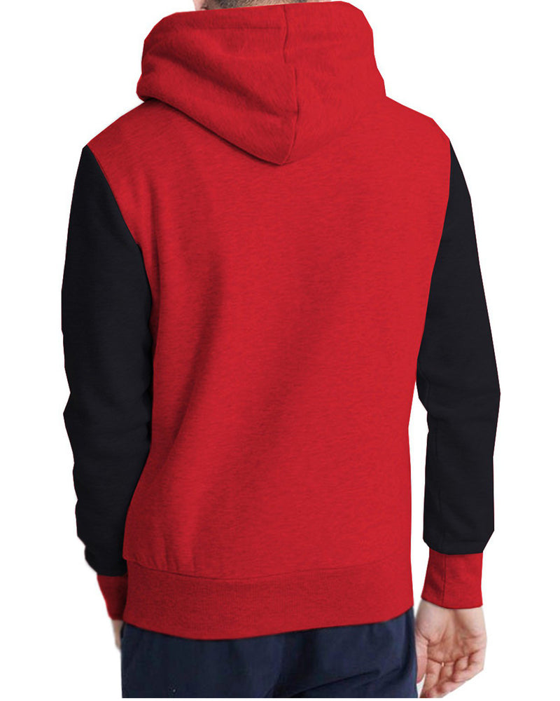 Men Red Black Printed Hooded Sweatshirt