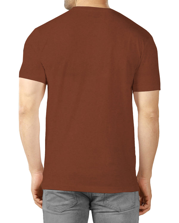 Men Brown Line Printed Round Neck Half Sleeve T-shirt