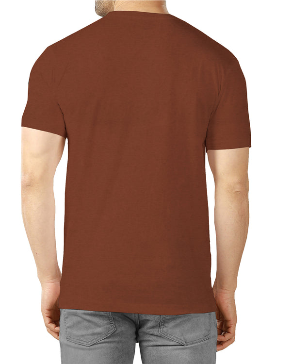 Men Brown Line Printed Round Neck Half Sleeve T-shirt
