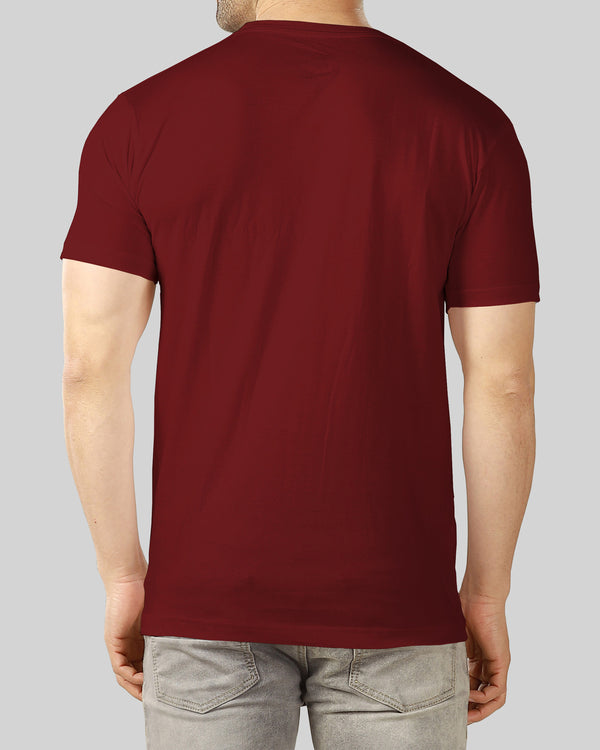 Men Maroon Line Printed T-shirt