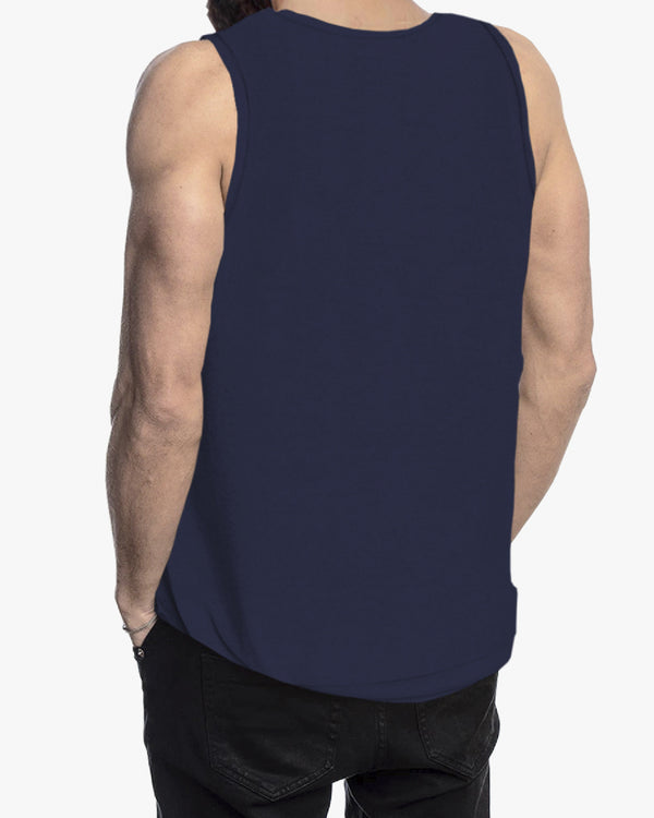 Men Solid Combed Navy-Grey Printed Vest
