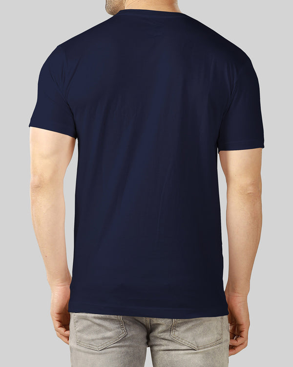 Men Navy Blue Line Printed T-shirt