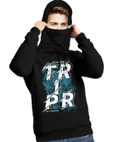 TRIPR Logo Printed Men Hooded Neck Black T-Shirt