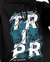 Tripr प्रिंटेड पुरुषों के लिए हुडेड नेक काली टी-शर्ट