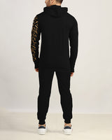 Men Hooded Lion Printed Black | Black Tracksuit with Mask