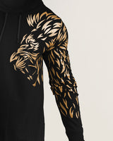 Men Hooded Lion Printed Black | Black Tracksuit with Mask