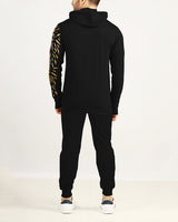 Men Lion Printed Black | Black Hooded Tracksuit with Mask