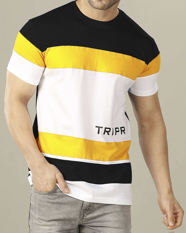 Striped Round Neck Multicolor Men T-Shirt