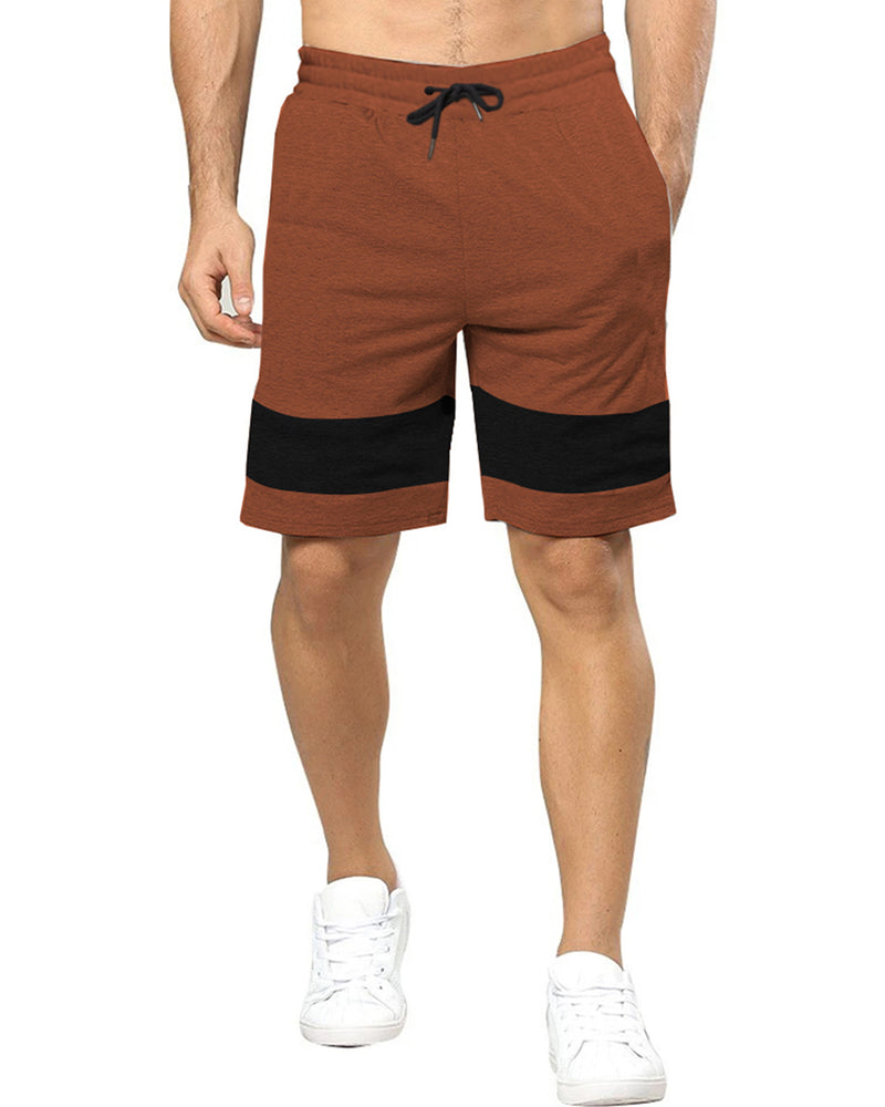 Men Regular Brown-Black Shorts