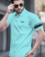 Men Designer Polo Collar Ivoryblue T-shirt