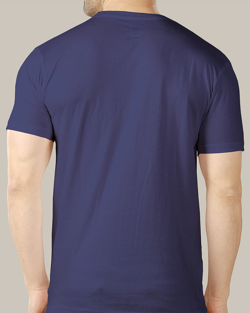 Men Feather Printed Navy Blue T-shirt