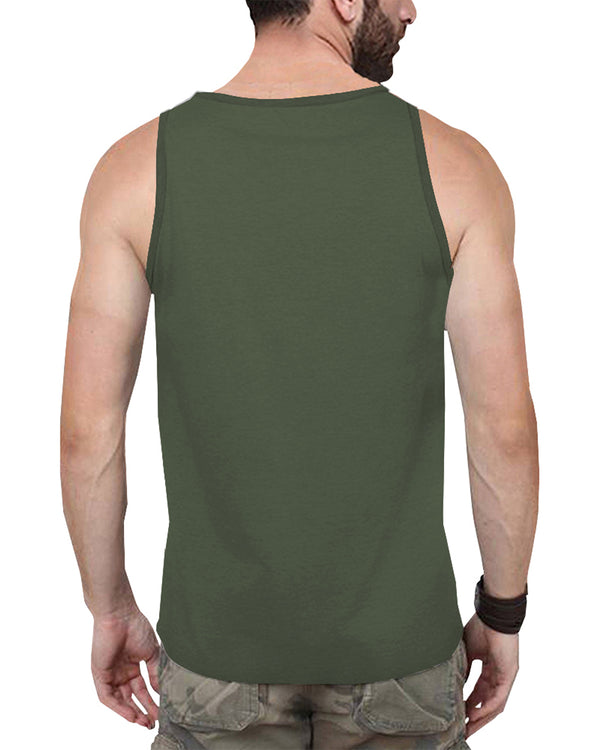 Men Printed Olive green Tank Top Vest