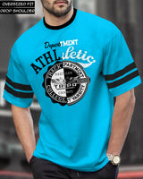 Men Drop Shoulder Skyblue Printed T-shirt