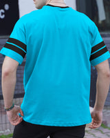 Men Oversized Skyblue Printed T-shirt