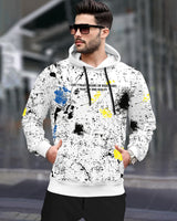 Men Colorful Paint Splash Printed Hoodie Sweatshirt