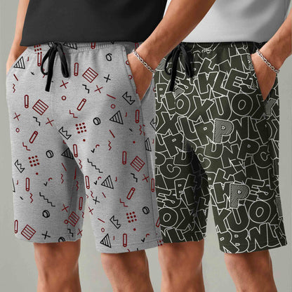 Men (Pack Of 2) All Over Printed Design Regular Fit Shorts