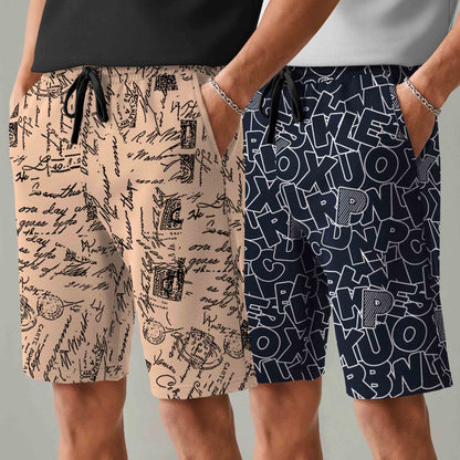 Men (Pack Of 2) All Over Printed Design Regular Fit Shorts
