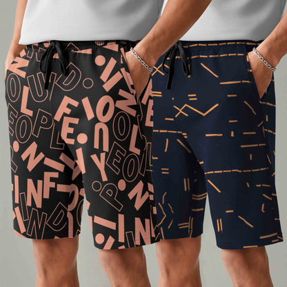 Men (Pack Of 2) All Over Printed Design Regular Fit Shorts