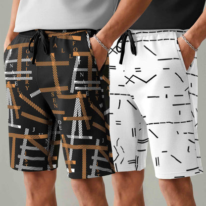 Men (Pack Of 2) All Over Printed Design Regular Fit Shorts