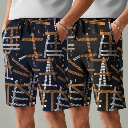 Men (Pack Of 2) All Over Printed Design Regular Fit Shorts