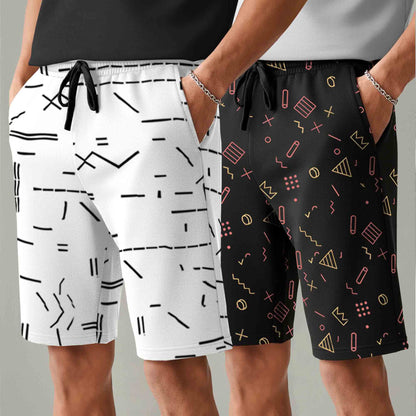 Men (Pack Of 2) All Over Printed Design Regular Fit Shorts