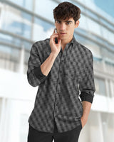 Premium Quality Men Full Hand Printed Casual Shirt / Black-White