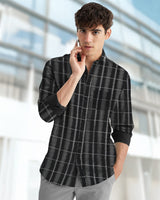 Premium Quality Men Full Hand Black Check Shirt