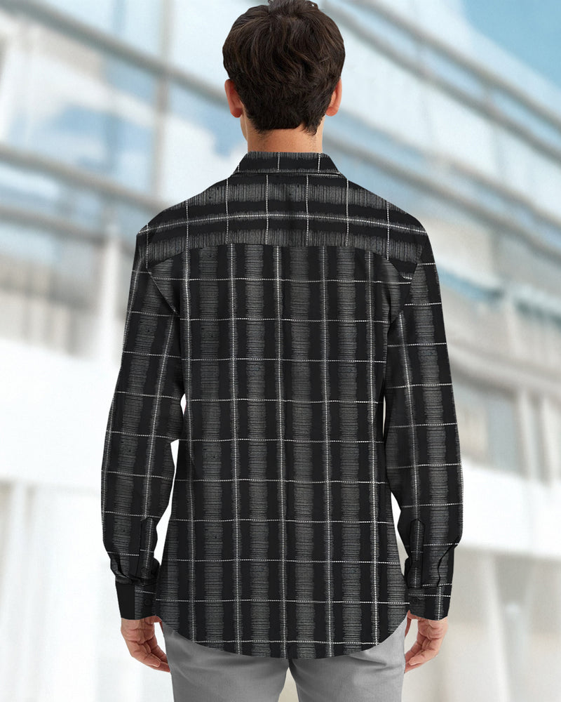 Premium Quality Men Full Hand Black Check Shirt