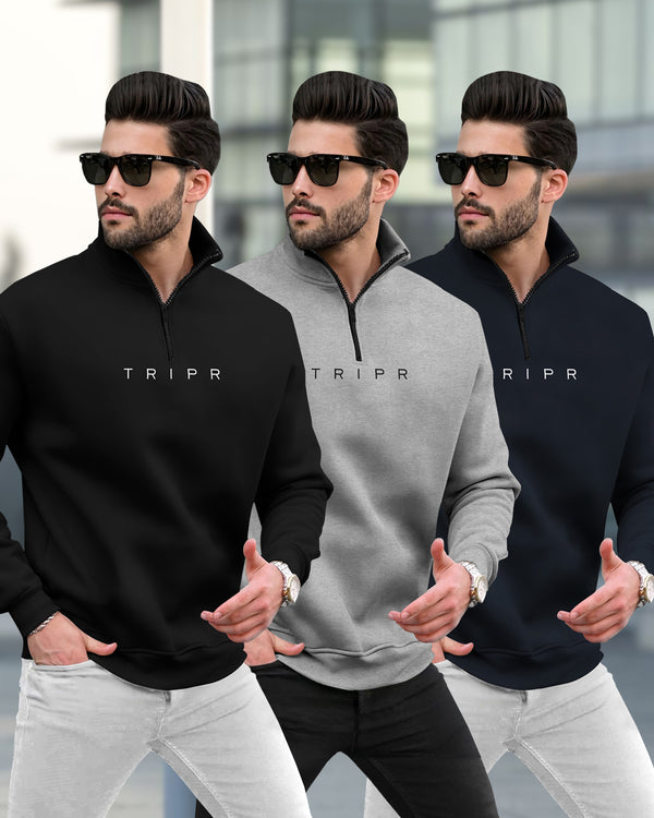 (Pack Of 3) High Neck Sweatshirts - 5 Variants