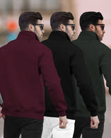 (Pack Of 3) Mens High Neck Winter Sweatshirt / Multicolour