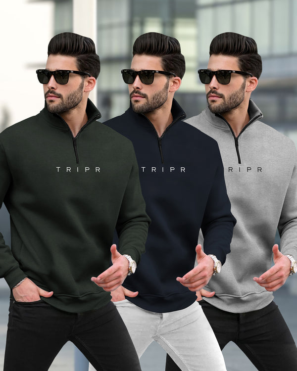 (Pack Of 3) High Neck Sweatshirts - 5 Variants