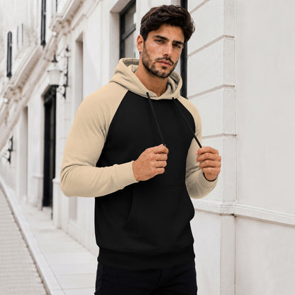 Dual Color Full Sleeve Hooded Sweatshirt Black|Beige