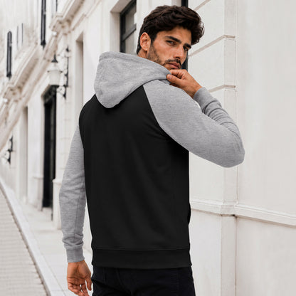Dual Color Full Sleeve Hooded Sweatshirt Black|Grey