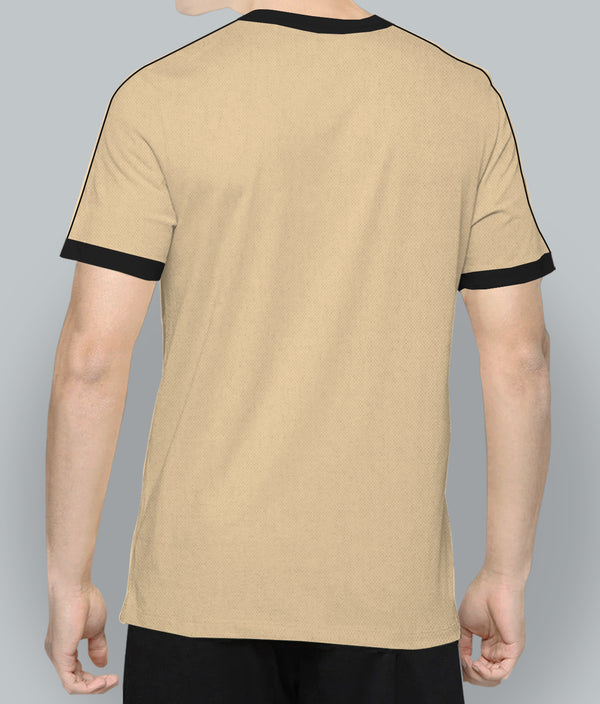 Boys Zip Beige Black Contrast T-shirt