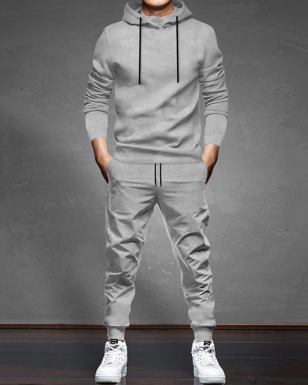 Tracksuit For Men Grey Hooded Full Sleeve T-shirt / Grey Trackpant