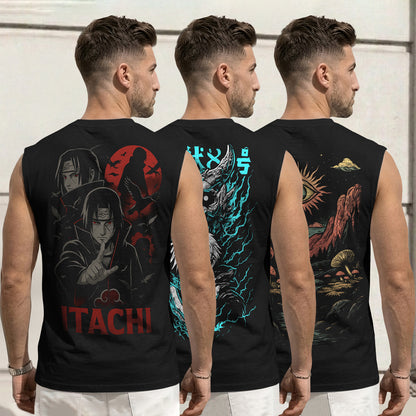 Mens Back Printed Sleeveless Vest Multicolors