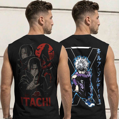 Mens Back Printed Sleeveless Vest Multicolors