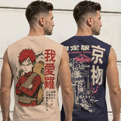 Mens Back Printed Sleeveless Vest Multicolors