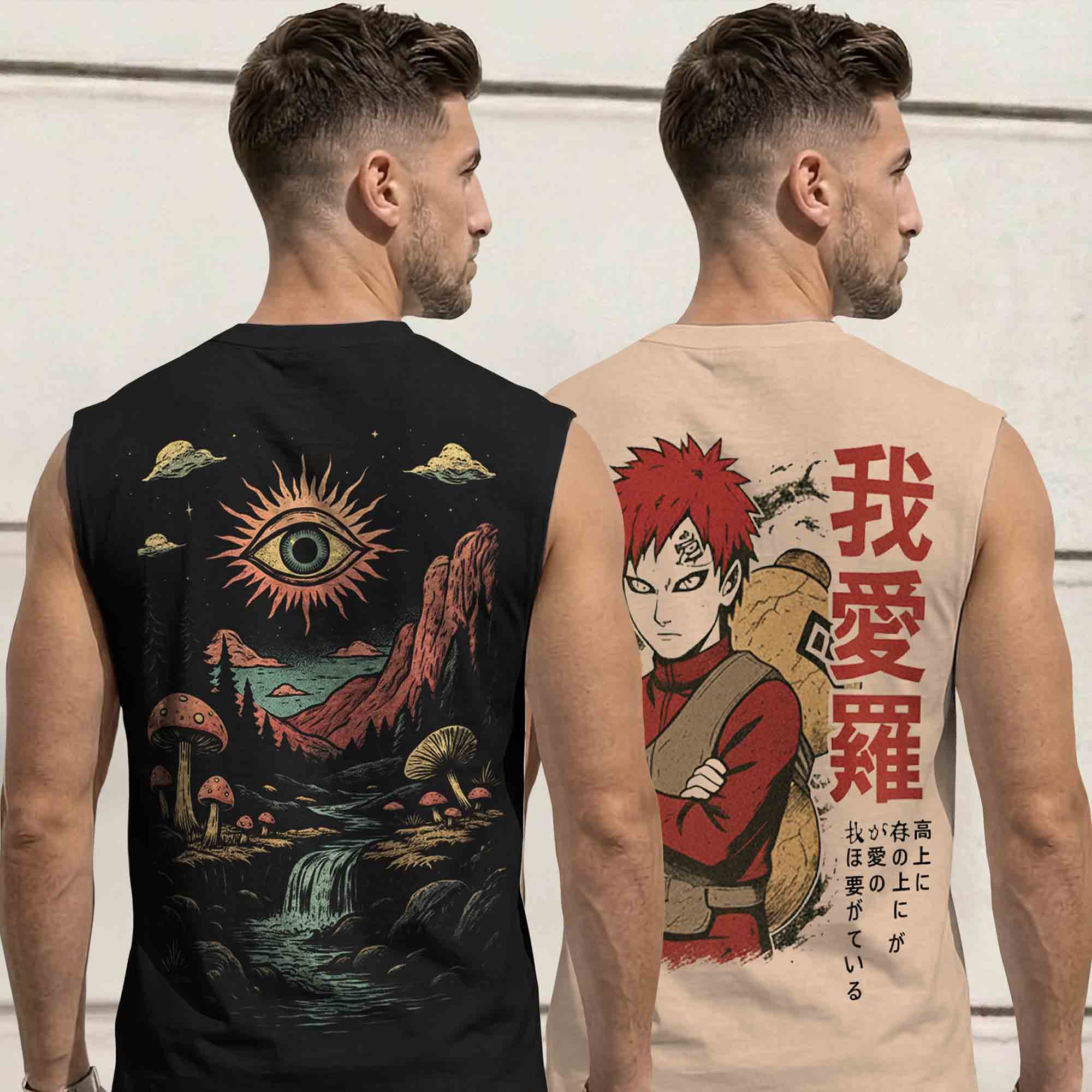 Mens Back Printed Sleeveless Vest Multicolors