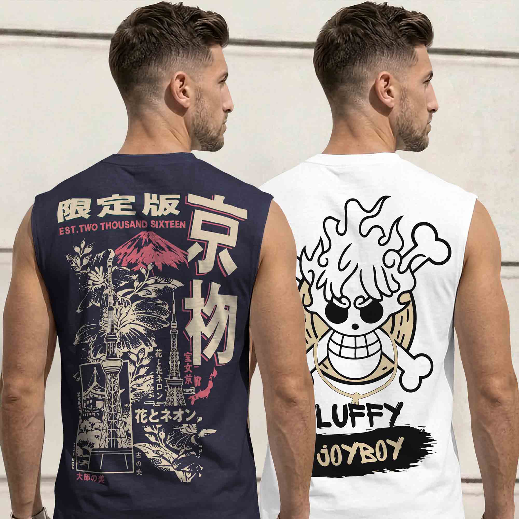 Mens Back Printed Sleeveless Vest Multicolors