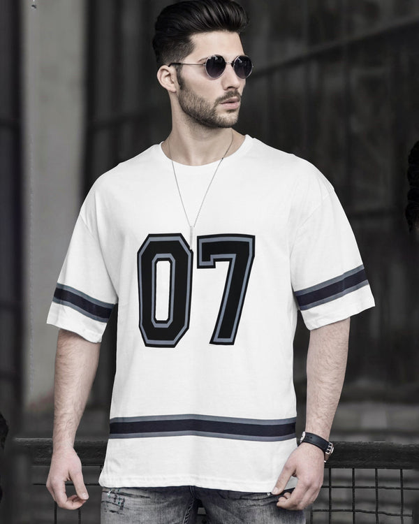 White Number Printed Oversized T-Shirt