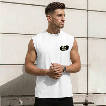 Men Graphic Design Back Printed Round Neck Vest White
