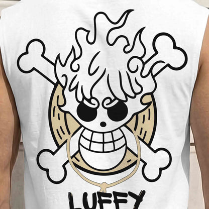 Men Graphic Design Back Printed Round Neck Vest White