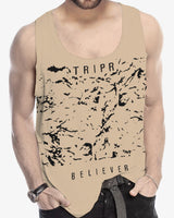 Men Sleeveless Beige Printed Vest